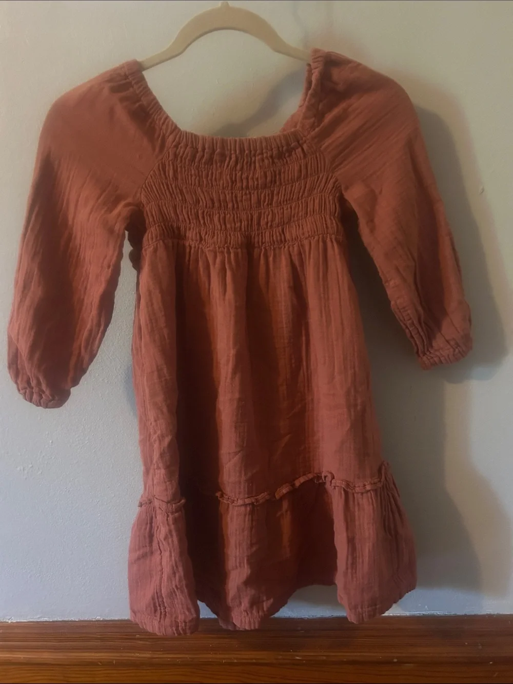 Old Navy Rust Orange Smocked Cotton Girls Dress